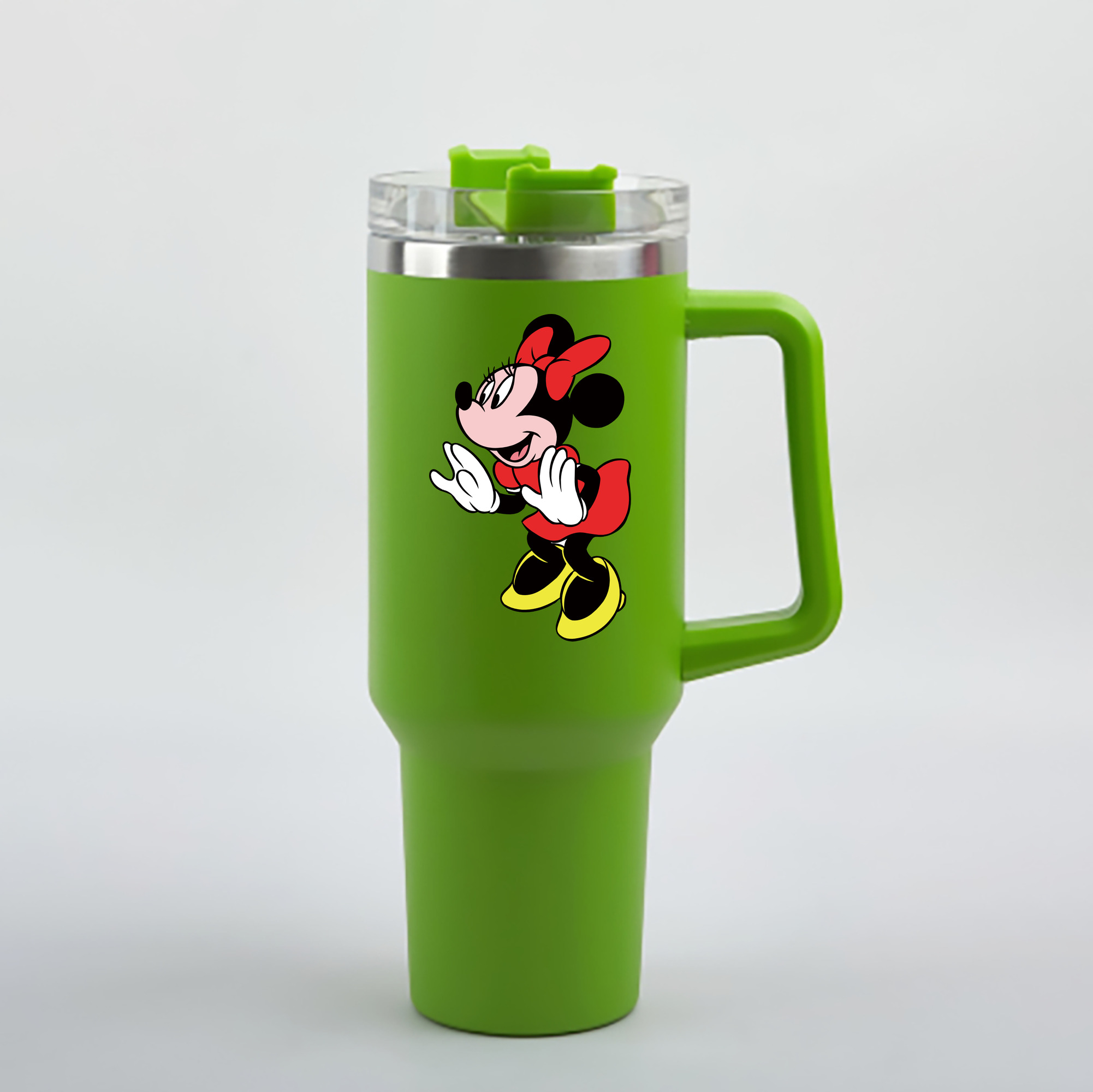 （画像用） ミッキーマウス Mickey Mouse 1200mL車用タンブラー - クリスタルステッカー（プラスチックストロー付き）